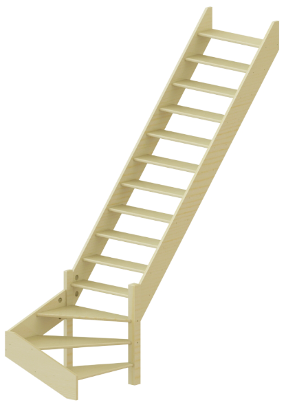 Лестница ЛС-14м без подступенков П дуб (без поручня)
